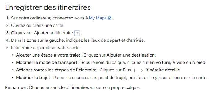 itinéraire google map